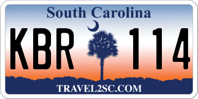 SC license plate KBR114