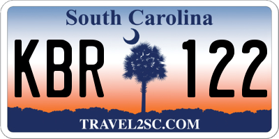 SC license plate KBR122