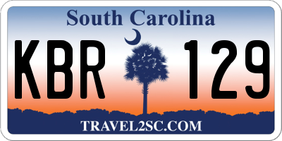 SC license plate KBR129