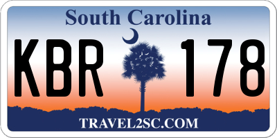 SC license plate KBR178