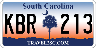 SC license plate KBR213