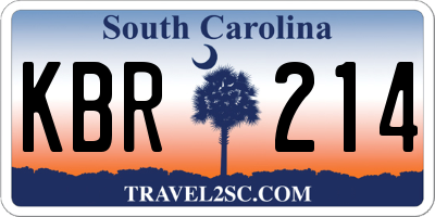 SC license plate KBR214
