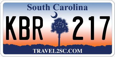 SC license plate KBR217