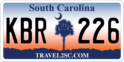 SC license plate KBR226