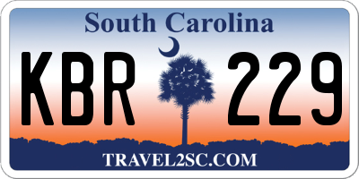 SC license plate KBR229
