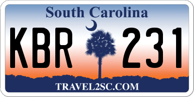 SC license plate KBR231