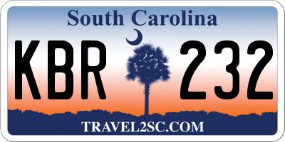 SC license plate KBR232