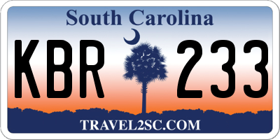 SC license plate KBR233