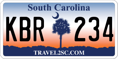 SC license plate KBR234