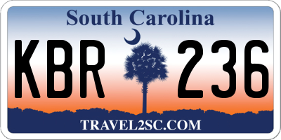 SC license plate KBR236
