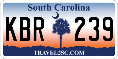 SC license plate KBR239