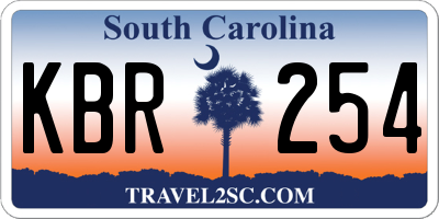 SC license plate KBR254