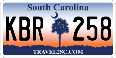 SC license plate KBR258