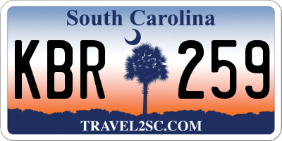 SC license plate KBR259