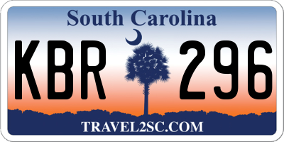 SC license plate KBR296