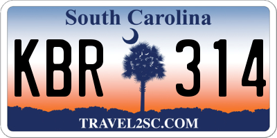 SC license plate KBR314