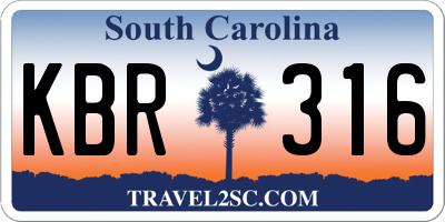 SC license plate KBR316