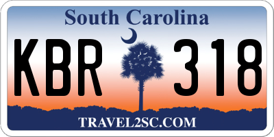SC license plate KBR318
