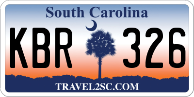 SC license plate KBR326