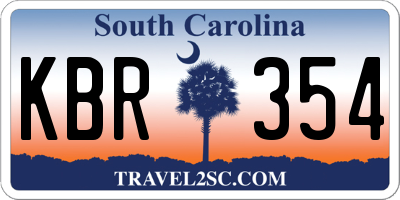 SC license plate KBR354