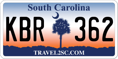 SC license plate KBR362