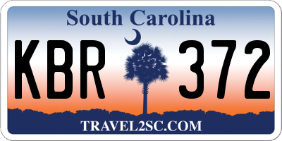 SC license plate KBR372