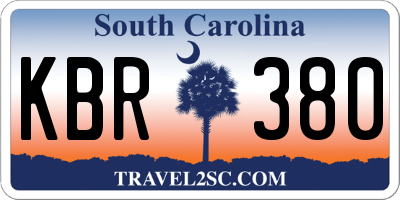 SC license plate KBR380