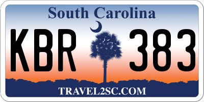 SC license plate KBR383