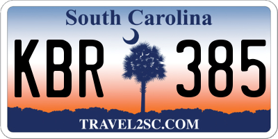 SC license plate KBR385