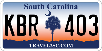 SC license plate KBR403