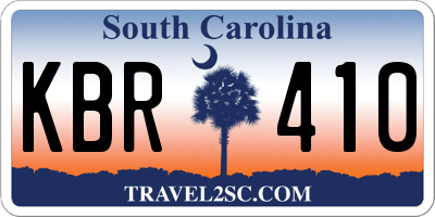 SC license plate KBR410