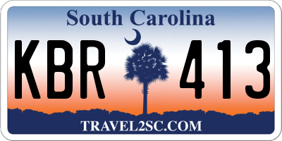 SC license plate KBR413
