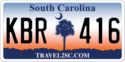 SC license plate KBR416