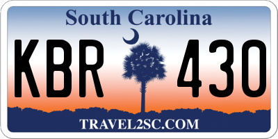 SC license plate KBR430