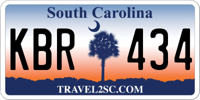 SC license plate KBR434