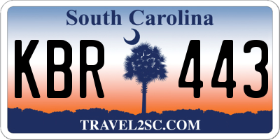 SC license plate KBR443