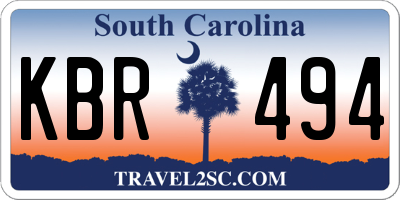 SC license plate KBR494