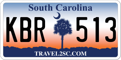 SC license plate KBR513