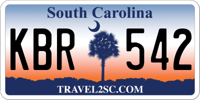 SC license plate KBR542