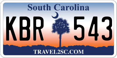 SC license plate KBR543