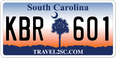 SC license plate KBR601