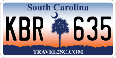 SC license plate KBR635
