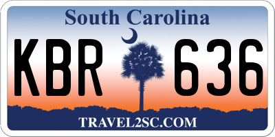 SC license plate KBR636