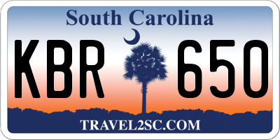 SC license plate KBR650