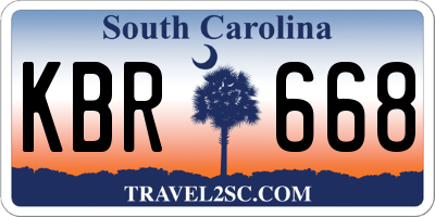 SC license plate KBR668