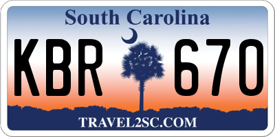 SC license plate KBR670