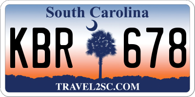 SC license plate KBR678