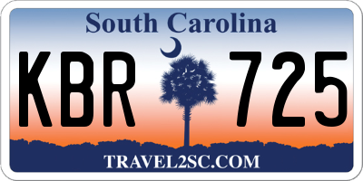 SC license plate KBR725