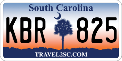 SC license plate KBR825