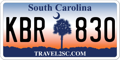 SC license plate KBR830